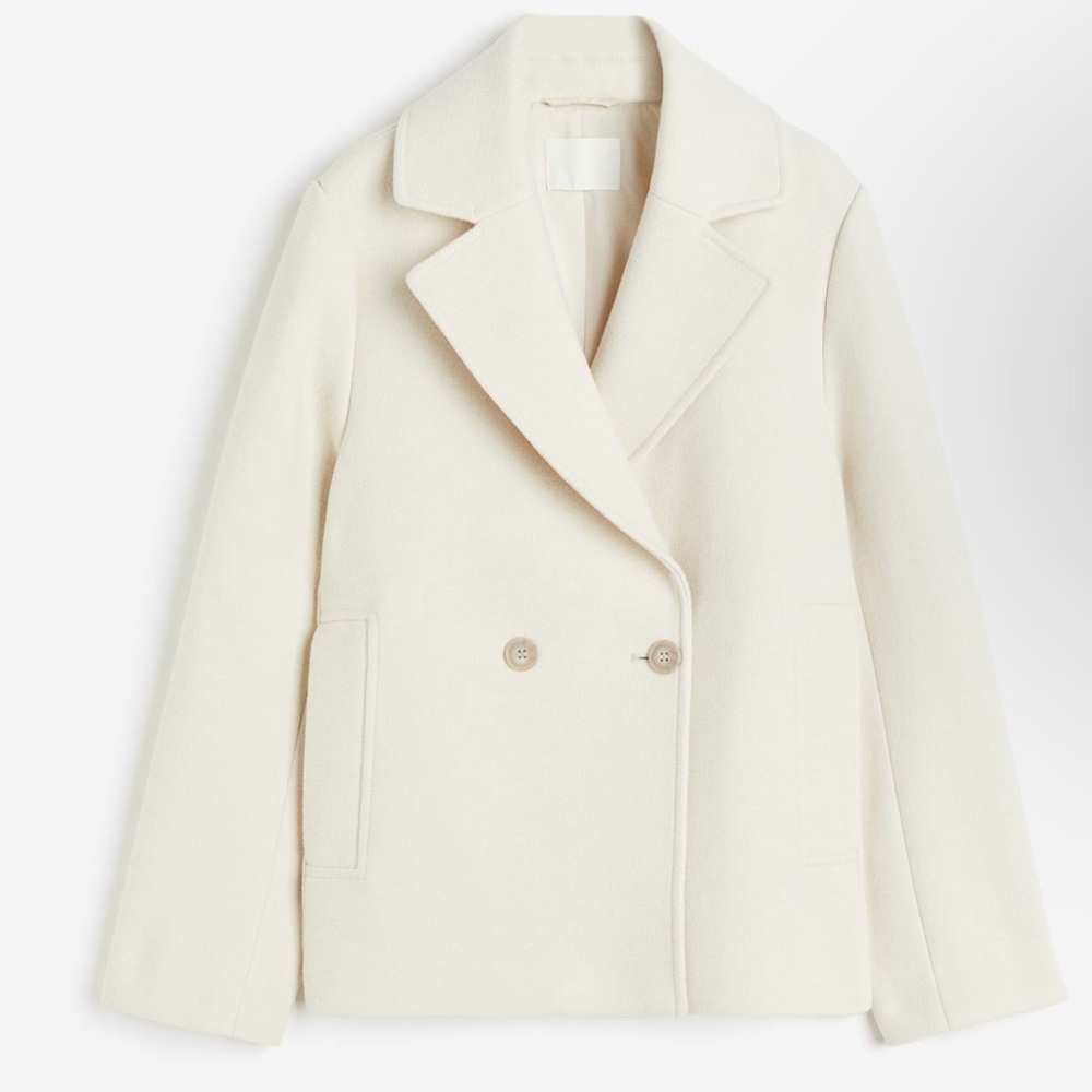 Women double-breasted jacket in cream. Small size